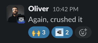 Oliver Cameron on Slack: Again, crushed it